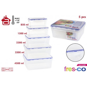 PACK 5 BOÎTES ALIMENTAIRES 850-4500 ML - HERMETIC FRESCO ( 8 PIECES)