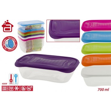 PRACTIFRESH HERMÉTIQUE RECTANG.700ML ASS ( 60 PIECES)