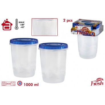 PACK 2 BOÎTES ALIMENT. COUVERCLE VISSÉ 1000ML - COUVERC BLEU ( 6 PIECES)
