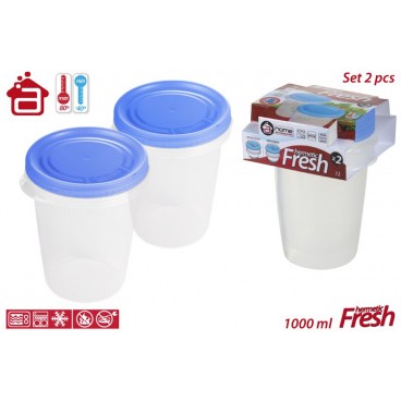 PACK 2 CONSERVERS RONDS COUVERCLE À VISSER - 1 L ( 6 PIECES)