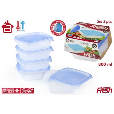 17337 - PACK 5 CONSERVERS CARRÉ BAJO 0,8 L ( 16 PIECES)