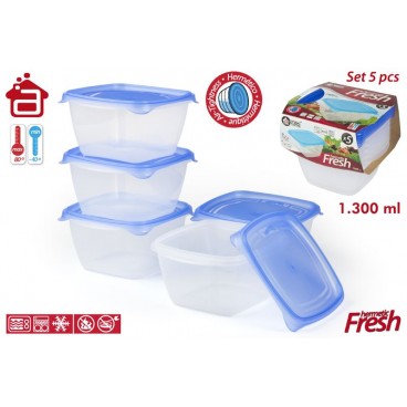 17335 - PACK 5 CONSERVERS CARRÉ HAUT 1,3L ( 12 PIECES)