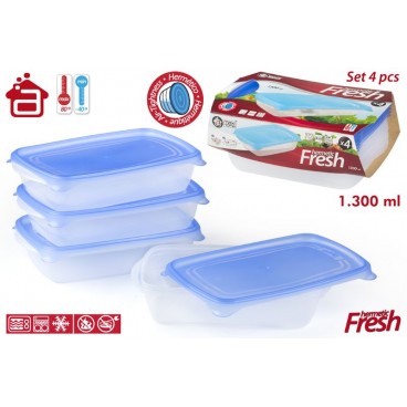 17336 - PACK 4 CONSERVERS RECTANGULAR ALTO 1.3 L ( 14 PIECES)