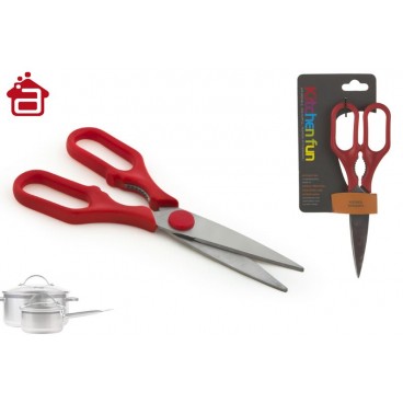 CISEAUX CUISINE 20.5CM MANCHE ABS COULEUR ROUGE ( 24 PIECES)