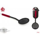 ÉCUMOIR MANCHE ACIER INOX PEINT EN ROUGE 33 CM ( 24 PIECES)