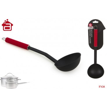 LOUCHE MANCHE ACIER INOX PEINT EN ROUGE 31 CM ( 24 PIECES)