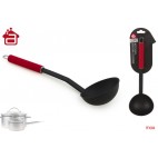 LOUCHE MANCHE ACIER INOX PEINT EN ROUGE 31 CM ( 24 PIECES)
