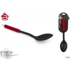 CUILLÈRE SERVICE MANCHE ACIER INOX PEINT EN ROUGE 31 CM ( 24 PIECES)