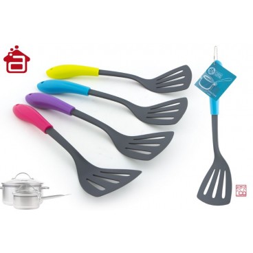 SPATULE RAINURES NYLON MANCHE PP 4 ASS ( 24 PIECES)