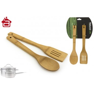 SET 2 PCS USTENSILES CUISINE BAMBOU ( 24 PIECES)