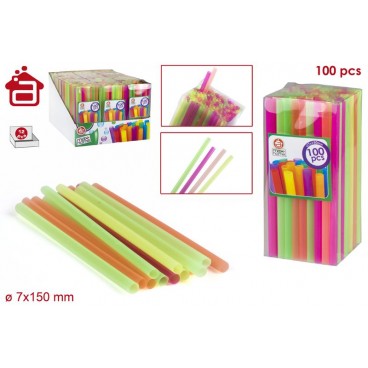 PACK 100 PAILLES DROITES D7X150 - COULEURS NÉON ( 48 PIECES)