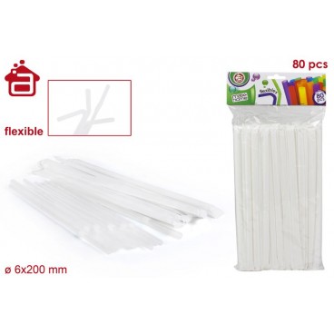 PACK 80 PAILLES FLEXIBLES D6X200 POCHETTE PAPIER ( 24 PIECES)