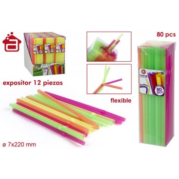 PACK 80 PAILLES FLEXIBLES D7X220 - COULEURS NÉON ( 48 PIECES)