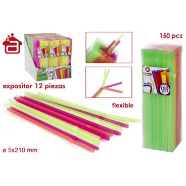 PACK 150 PAILLES FLEXIBLE D5X210 - COULEURS NÉON ( 48 PIECES)