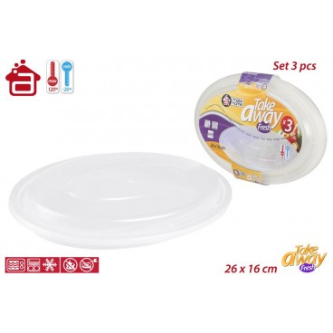 PACK 3 BOÎTES ALIMENTAIRES OVALES JETABLES 26X16CM ( 24 PIECES)