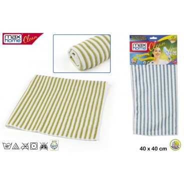 LAVETTE MICROFIBRE MULTIUSAGE 40X40 - LIGNES - 3 ASS - 220GR ( 48 PIECES)