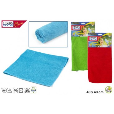 LAVETTE MICROFIBRE MULTI-USAGE 40X40 CM - LISSE 6 ASS -220GR ( 48 PIECES)