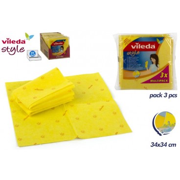 142078 - PACK 3 LAVETTES JAUNES VILEDA STYLE ( 25 PIECES)