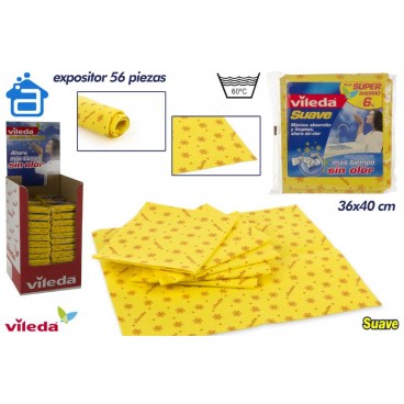 133250 - PACK 6 LAVETTES SUAVE VILEDA 36X40CM ( 56 PIECES)