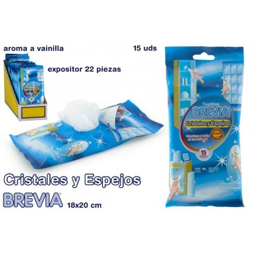 007604 - 15 LINGETTES VITRES - BREVIA ( 22 PIECES)