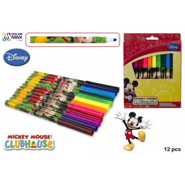 BOÎTE 12 FEUTRES COULEURS POINTE ÉPAISSE - MICKEY ( 144 PIECES)