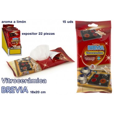 005303 - 15 LINGETTES VITROCÉRAMIQUE - BREVIA ( 22 PIECES)