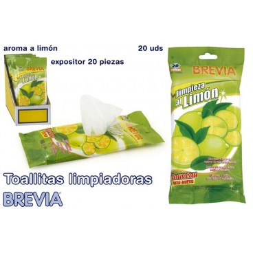 004108 - 20 LINGETTES NETTOYAGE AU CITRON - BREVIA