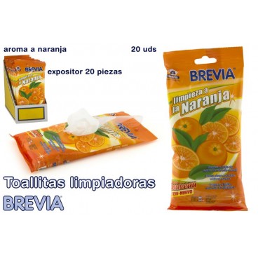 4214 - 20 LINGETTES NETTOYAGE À L'ORANGE - BREVIA