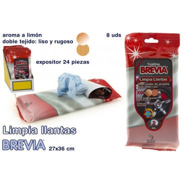 037809 - 8 LINGETTES XXL NETTOIE JANTES - BREVIA ( 24 PIECES)