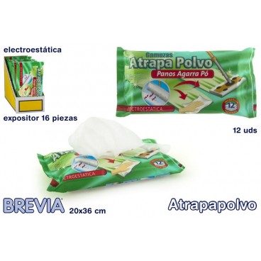 008700 - 12 LINGETTES XL ATRAPPE POUSSIÈRE - BREVIA ( 16 PIECES)