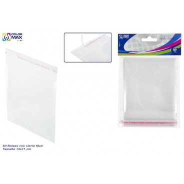 SET 50 PCS SAC CELLOPHANE 13X11 CM - FERMETURE FACILE ( 48 PIECES)