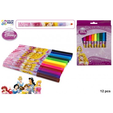 BOÎTE 12 FEUTRES COULEURS POINTE ÉPAISSE - PRINCESS ( 144 PIECES)