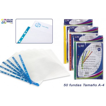 SET 50 POCHETTES PERFORÉES A4 - MARQUE COULEUR ( 48 PIECES)