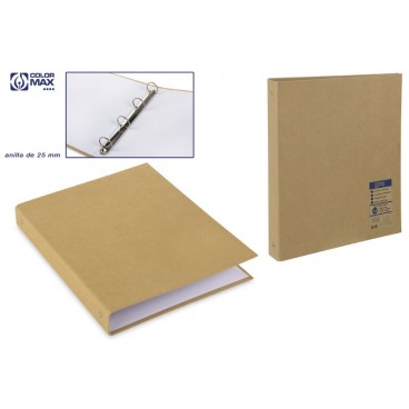 CLASSEUR 40 MM - 4 ANNEAUX - NATURAL ( 12 PIECES)