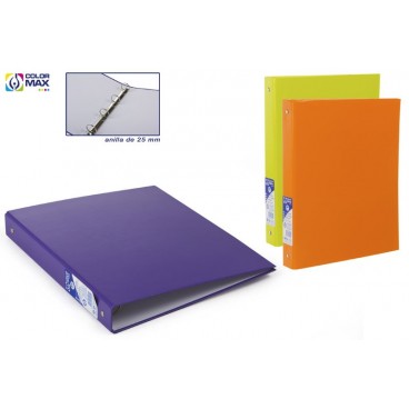 CLASSEUR A4 DOS 40 MM - 4 ANNEAUX - COULEURS 3 ASS ( 12 PIECES)