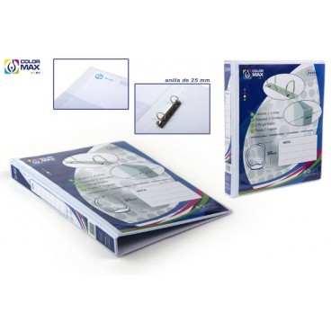 CLASSEUR BLANC A4 PERSONNALISABLE - 2 ANNEAUX - DOS 25 MM ( 12 PIECES)