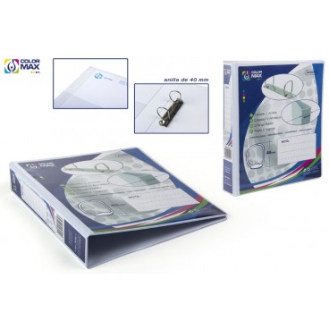 CLASSEUR BLANC A4 PERSONNALISABLE - 2 ANNEAUX - DOS 40 MM ( 12 PIECES)