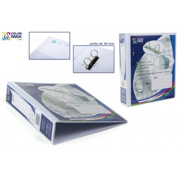 CLASSEUR BLANC A4 PERSONNALISABLE - 2 ANNEAUX - DOS 55 MM ( 12 PIECES)