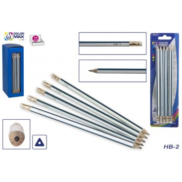 BLISTER 5 CRAYONS HB Nº 2 - TRIANGULAIRES ( 24 PIECES)