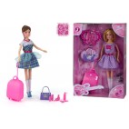 POUPÉE MANNEQUIN VOYAGEUSE AVEC ACCÉSSOIRES - 2 ASS ( 12 PIECES)