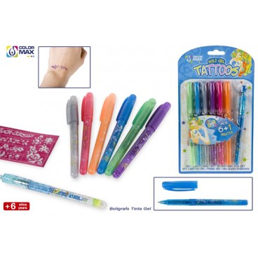 BLISTER 6+1 STYLOS TATOO GEL ( 48 PIECES)