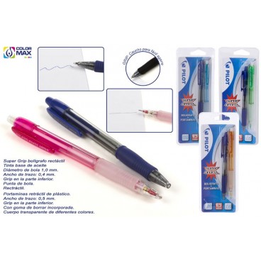 BL SET PILOT SUPER GRIP BLEU + PORTEMINES H-185 ( 24 PIECES)
