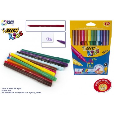 888695 - ÉTUI 12 FEUTRES COULEURS BIC KIDS VISA ( 25 PIECES)