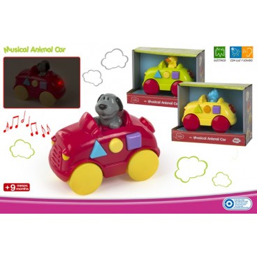 VOITURE MUSICALE ANIMAUX - 3 ASS - +9 MOIS ( 12 PIECES)