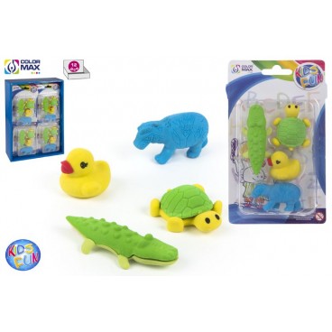 SET 4 GOMMES À EFFACER ANIMAUX ( 48 PIECES)