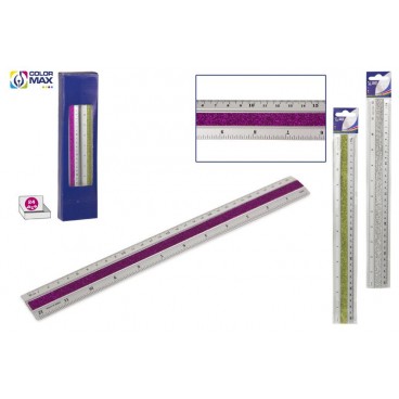 RÈGLE ALUMINUM 32CM - 3 ASS (ROSE/VERTE/DORÉE)