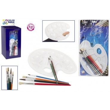 SET PALETTE ET PINCEAUX POUR PEINTRE ( 48 PIECES)