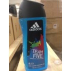 ADIDAS gel douche 250ml TEAM FIVE 2 en 1 (Colisage: par 12 piéces- Langues:FR)