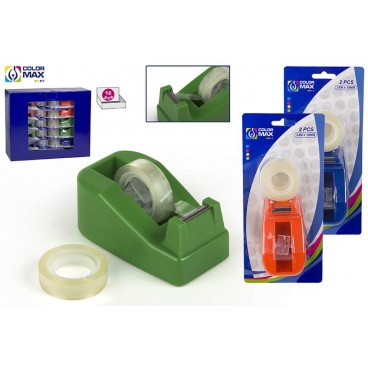 BLISTER DISTRIBUTEUR DE RUBAN ADHÉSIF + 2 ROULEAU 33X18 MM ( 48 PIECES)