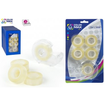 DISPENSATEUR RUBAN AVEC 5 ROULEAUX 3O M *18MM ( 24 PIECES)